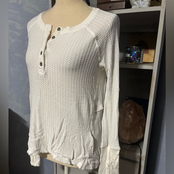 🛍Bundle sale🛍Jane and Delancey white henley Long Sleeve Top small - Picture 3 of 10